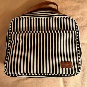 Travel Toiletry Bag with Hanging Hook, Stripe Black Bag, Waterproof